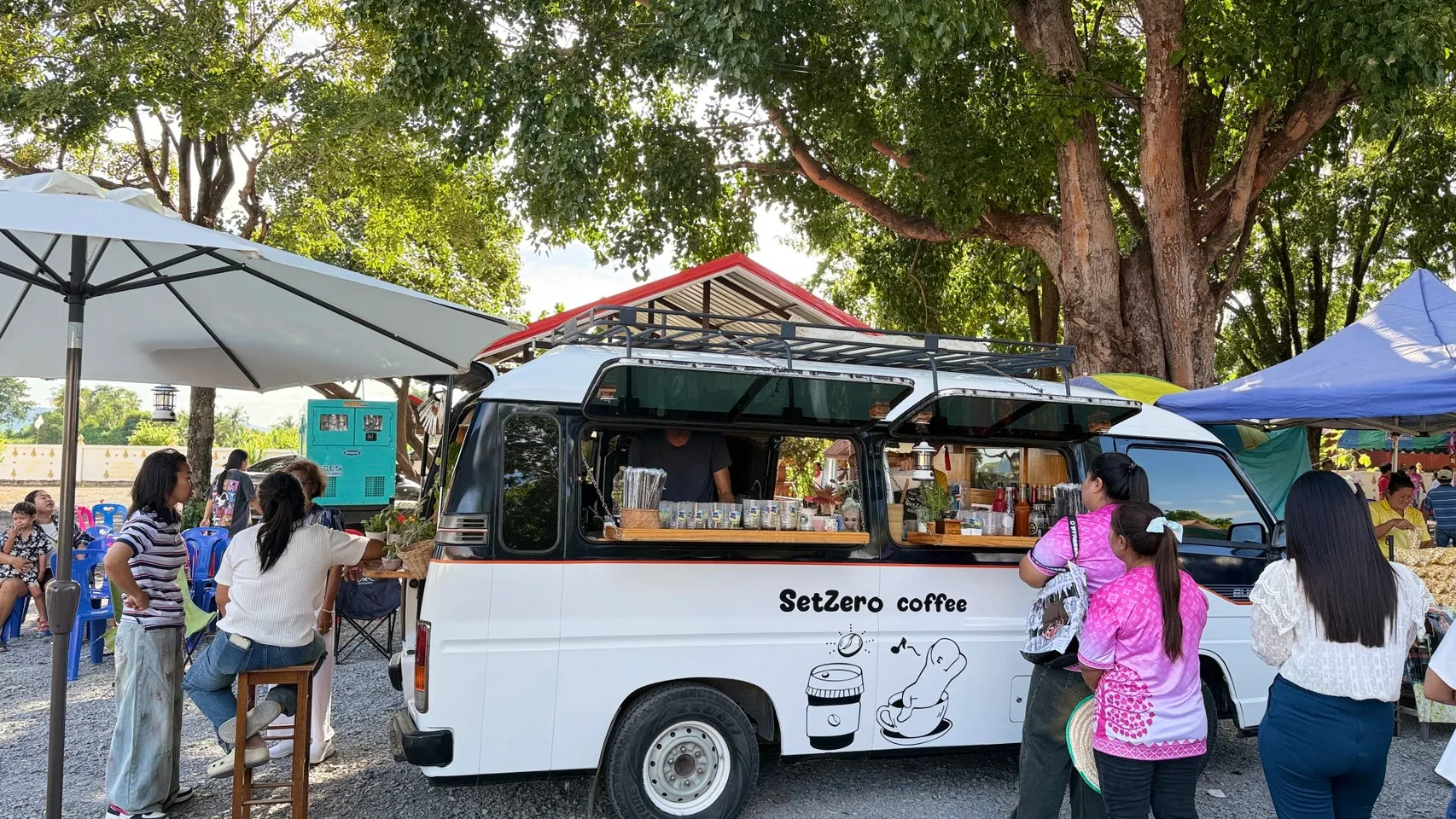 a buddhist festival. my second host made a coffee truck and gave them away for free