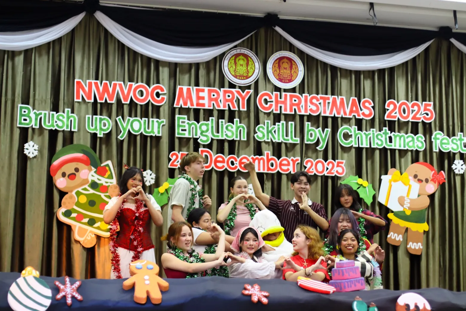 all of us on stage after finishing our dance show