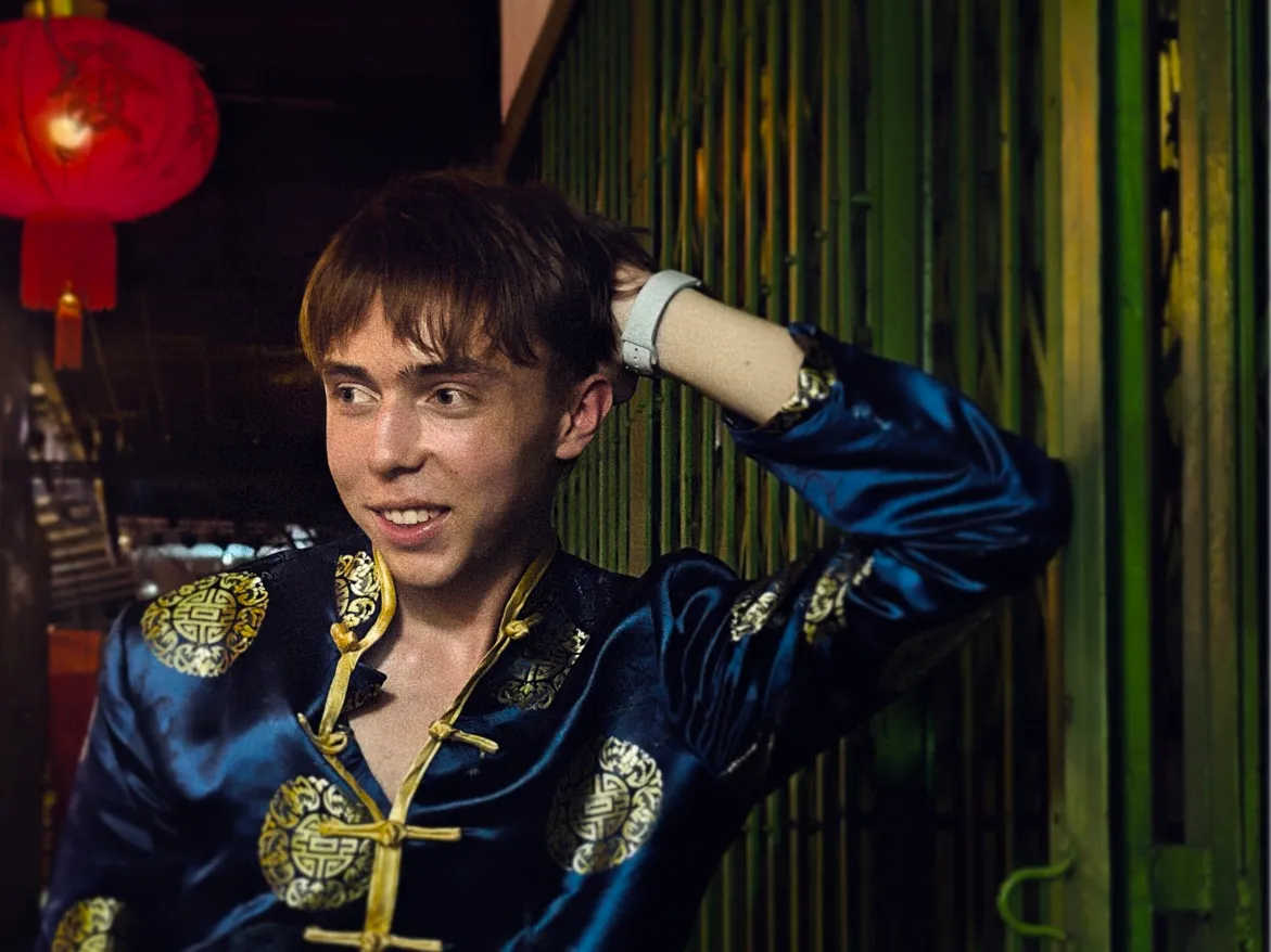 i picked out a blue one jacket. the back is sinched with a binder clip to keep it put together.