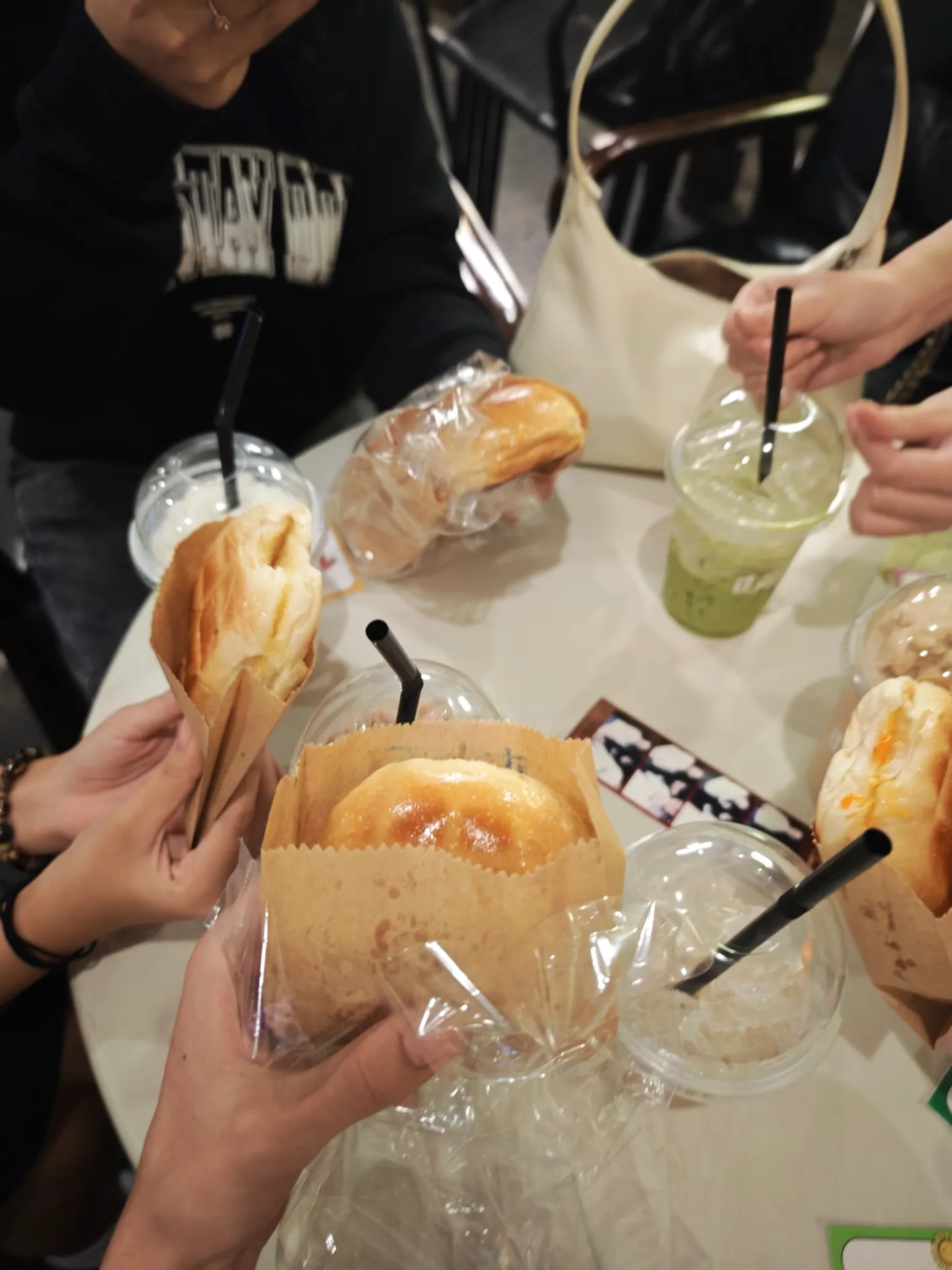 eating grilled bread and nutella at a board game cafe.
