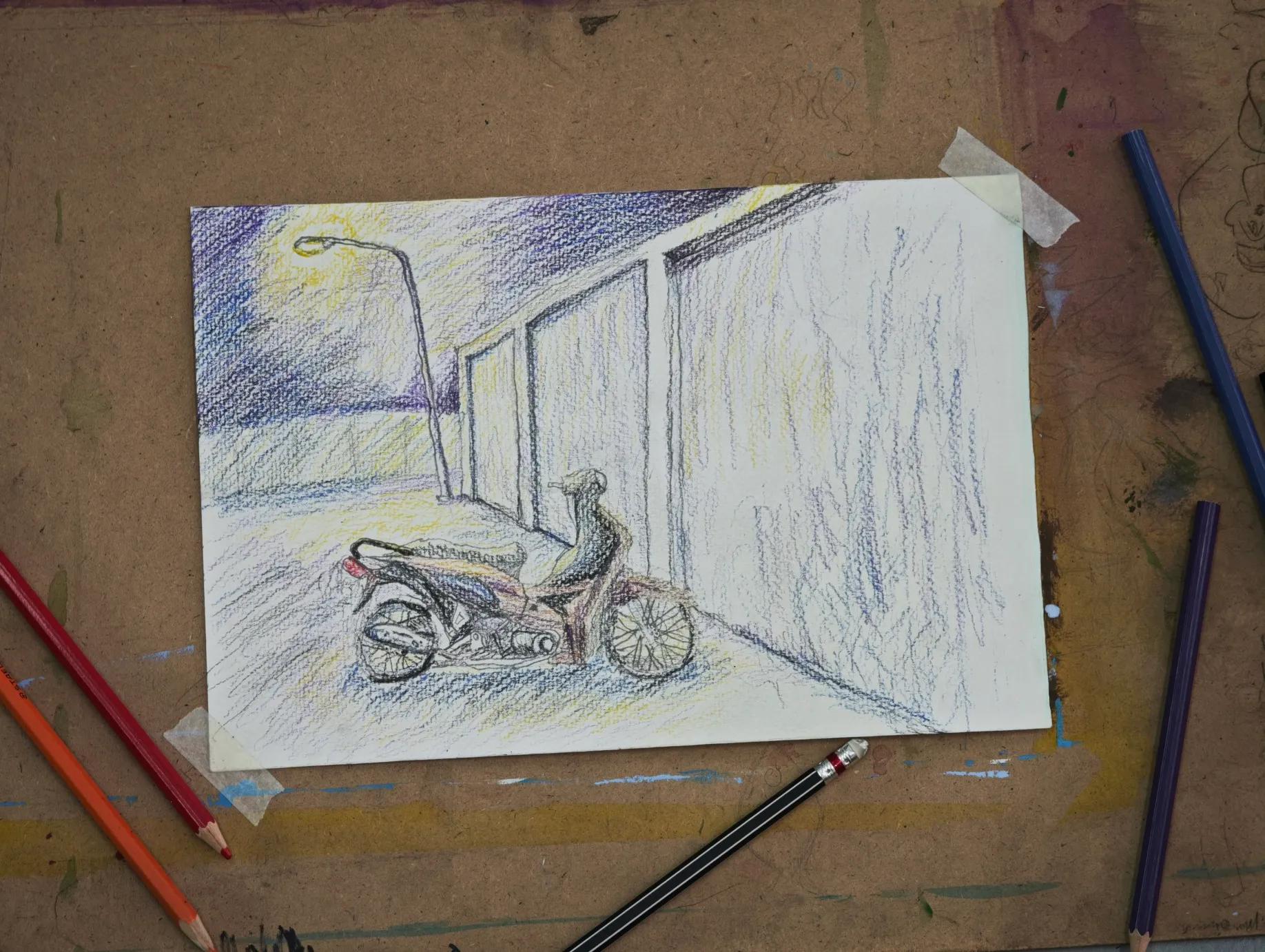 a motorcycle at night